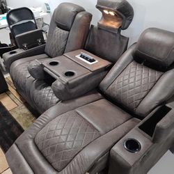 Gray Power Recliner Set 