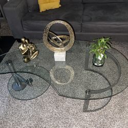 stainless steel and glass table