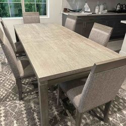 7 PCS DINING SET W EXTENDED LEAF, ACACIA WOOD [NEW]