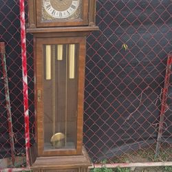 Small 3 Weight Musical Oak Grandfather Longcase Clock
