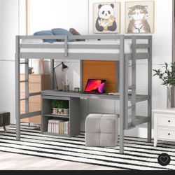 TWIN BUNK DESK BED 