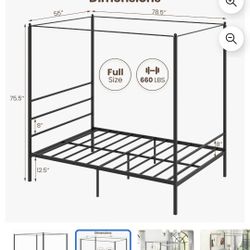 Full Size Canopy Bed Frame..black. New. 