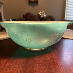Vintage Pyrex Amish Butterprint Cinderella Large 4 Qt Mixing Bowl Turqouis Model 444