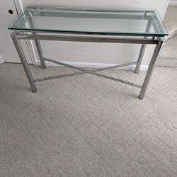 Glass/Chrome Sofa Table & Matching End Table