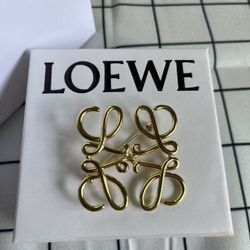LOEWE Anagram Gold Brooch, Authentic & Stylish Accessory