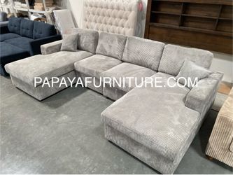 New! Plush U-Shaped Sectional, Sectionals, Sofa, Modular Sectional, Couch, Sofa, Sectional With Chaise, Double Chaise Sofa, Grey Sofa, Grey Couch Dime