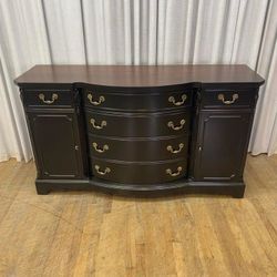 Vintage Mahogany Sideboard Lacquered Black with Jacobean Stained Top