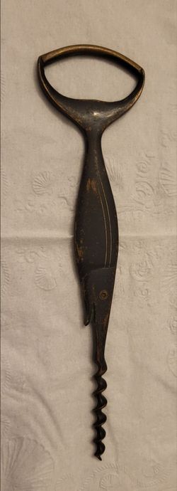 Antique Brass Corkscrew with Loop Handle
