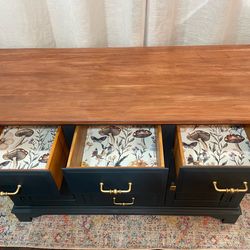 Refinished Solid Wood Navy Credenza/Side Board/Dresser