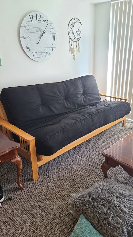 Black Suede Futon & Frame