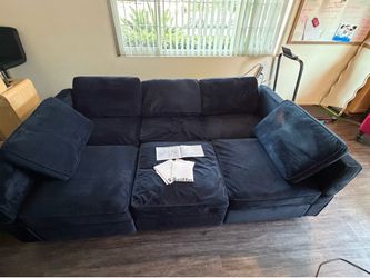 Belffin Modular Velvet Sectional Sofa w/ Storage Chaise & Sleeper Bed – Black