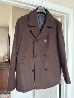 Wool peacoat (dark brown)