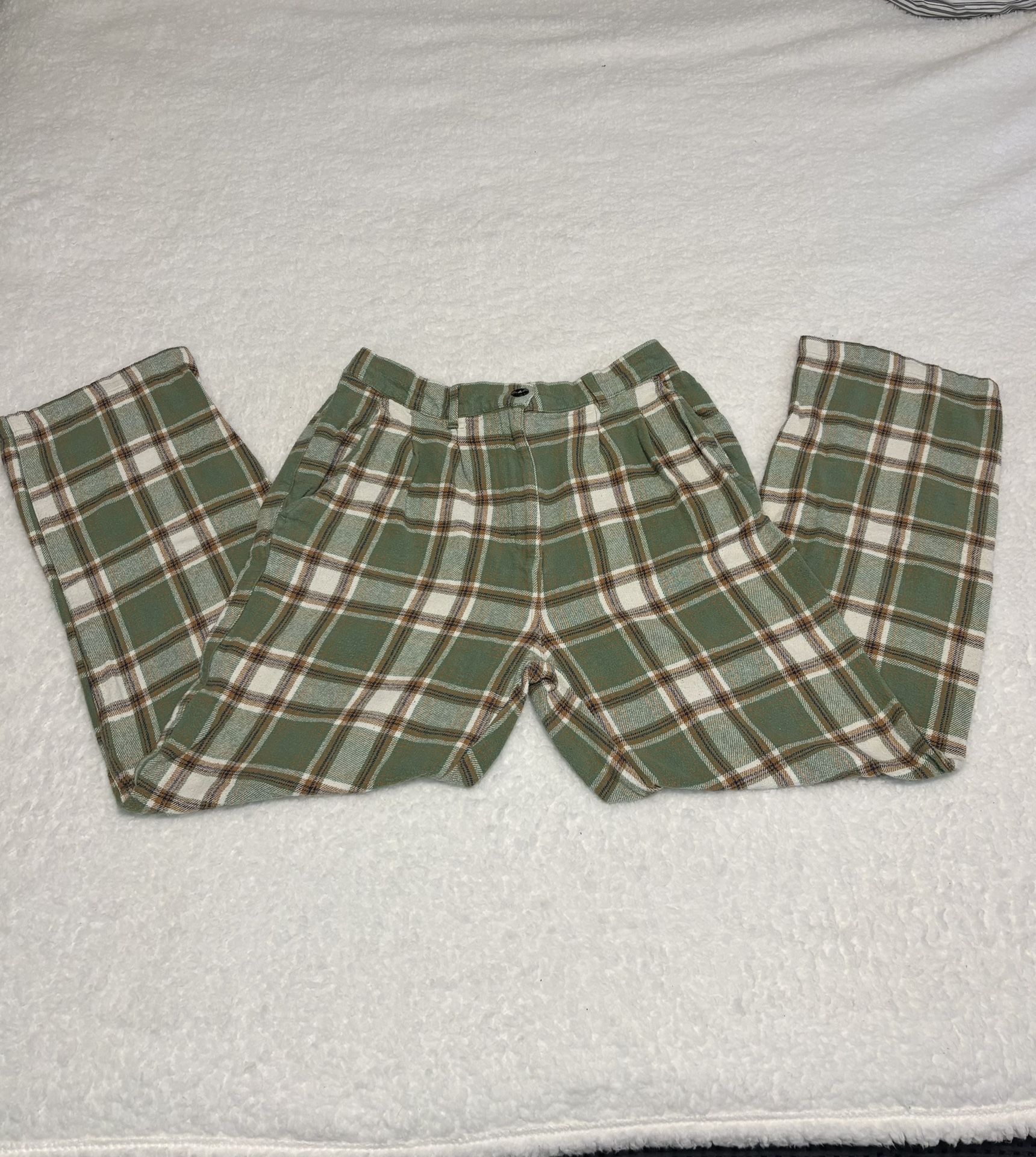 Obey Women Green Organic Pia Plaid Flannel Pants