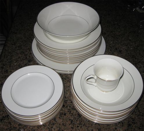 Royal Limited golden ivory china dinnerware set 24 piece - plates bowls cups more!