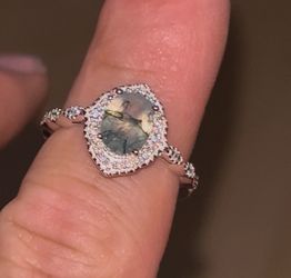 Moss agate 925 silver ring