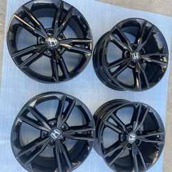 New Honda Civic SI Rims 18” OEM Factory Wheels Rines Nuevos New Gloss Black Powder Coated ( Exchange Available )( Cambio Disponible ) Civic Accord Crv