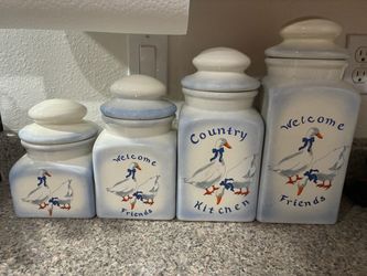 Country Kitchen Ceramic Canister Set of 4
