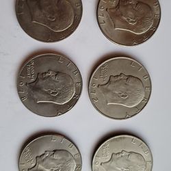 Eisenhower Dollars Large Coins 6 Total 