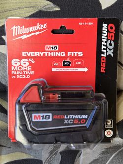 New Milwaukee M18 Red Lithium XC 5.0 Battery