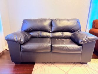 Black Faux Leather Loveseat