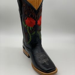 Women's Red Floral 🌹 Embroidered Leather Boots
