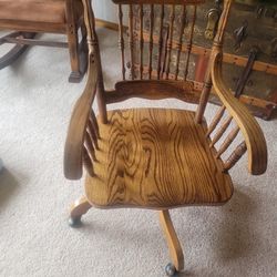 Old Wooden Desk Chair