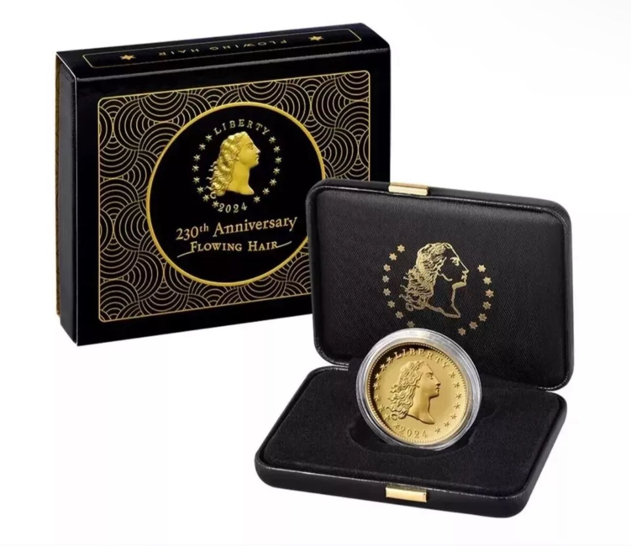 2024 W 230th ANNIVERSARY FLOWING HAIR HIGH RELIEF GOLD COIN