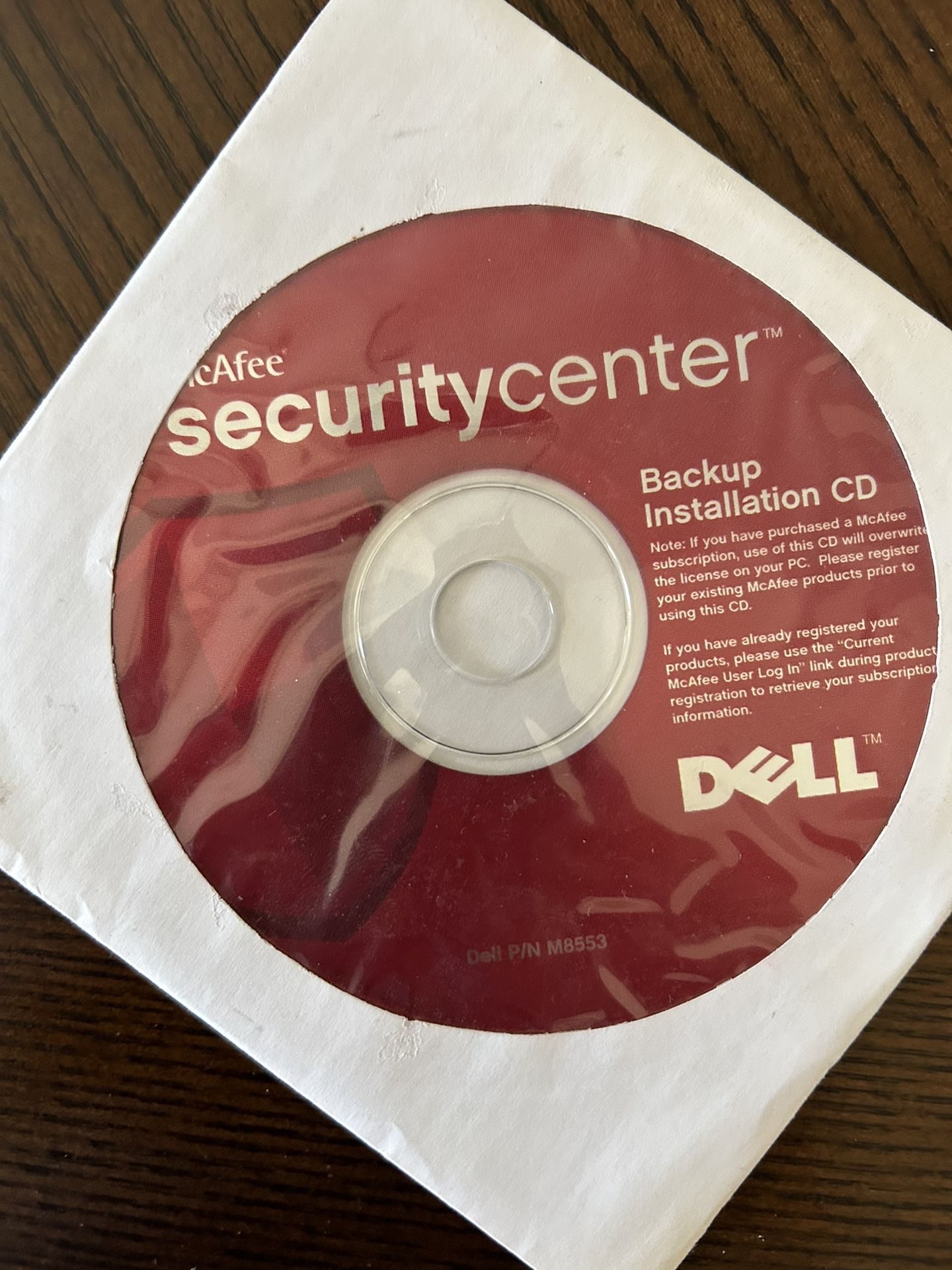 McAfee Backup Installation CD