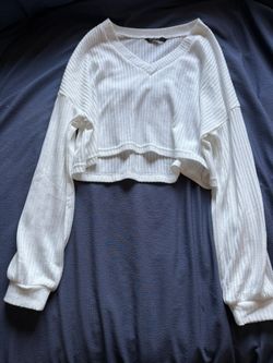 Shien White Cropped Shirt S