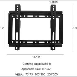Wall Mount TV Monitor Bracket with Tilts and Extends for Most 14-42 Inch LED LCD OLED Screens, 75 100 200 VESA Compatible, Max 40lb Capacity (14"-42")