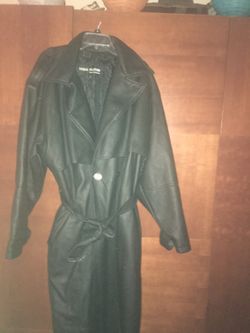 Serge Platini Milan Italy Long Leather Jacket Size XL