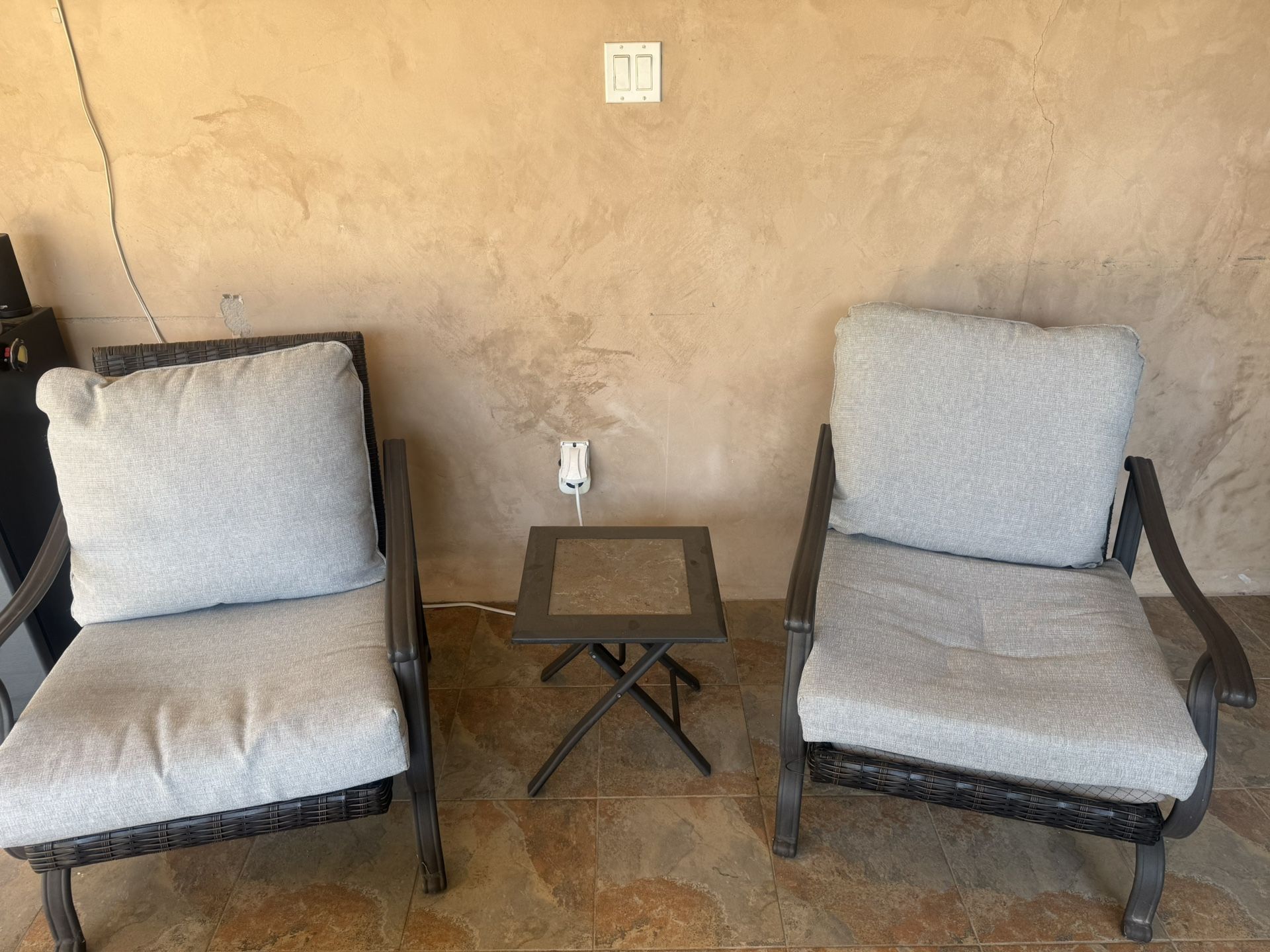 Patio Furniture Two Arm Chairs With Table