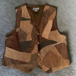 Vintage Women’s Suede Patchwork Vest, Like New