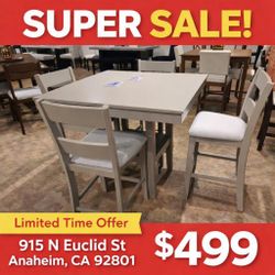 Modern 5 Piece Counter Height Dining Table Set  40" x 40" x 36"H