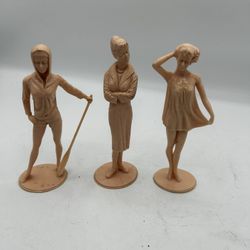 Lot of 3 Vintage 1964 Louis Marx Campus Cuties Figures On the Town Lazy Afternoon Stormy Nitey Nite 