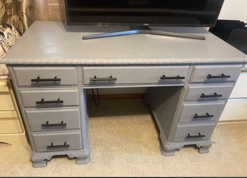 Cyan Blue Dresser With 8 Storage Compartments