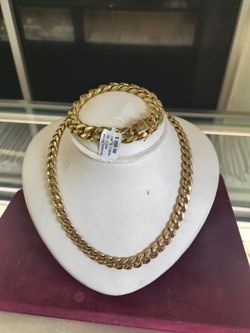 10k Gold Cuban link necklace and 10k Gold Cuban link breaclte different prices and grams layaway available 10% Dwon if you interested please make sure