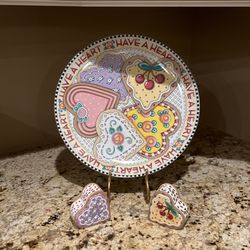 Mary Engelbreit Valentine Plate And Salt/Pepper Shakers