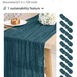 Teal Cheese Cloth Table Runner 