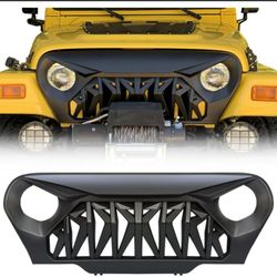 Jeep Wrangler TJ / LJ (1(contact info removed)) Front Shark Grill Cover , Matte Black-Brand New