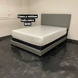 Queen Size Bed Headboard Frame Mattress And Box Spring All Included Brand New Furniture Yes We Deliver 