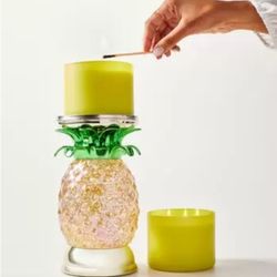 🍍 PINEAPPLE WATER GLOBE 3-WICK PEDESTAL CANDLE HOLDER by Bath and Body Works 