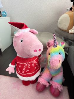 Peppa pig and unicorn stuffed toy