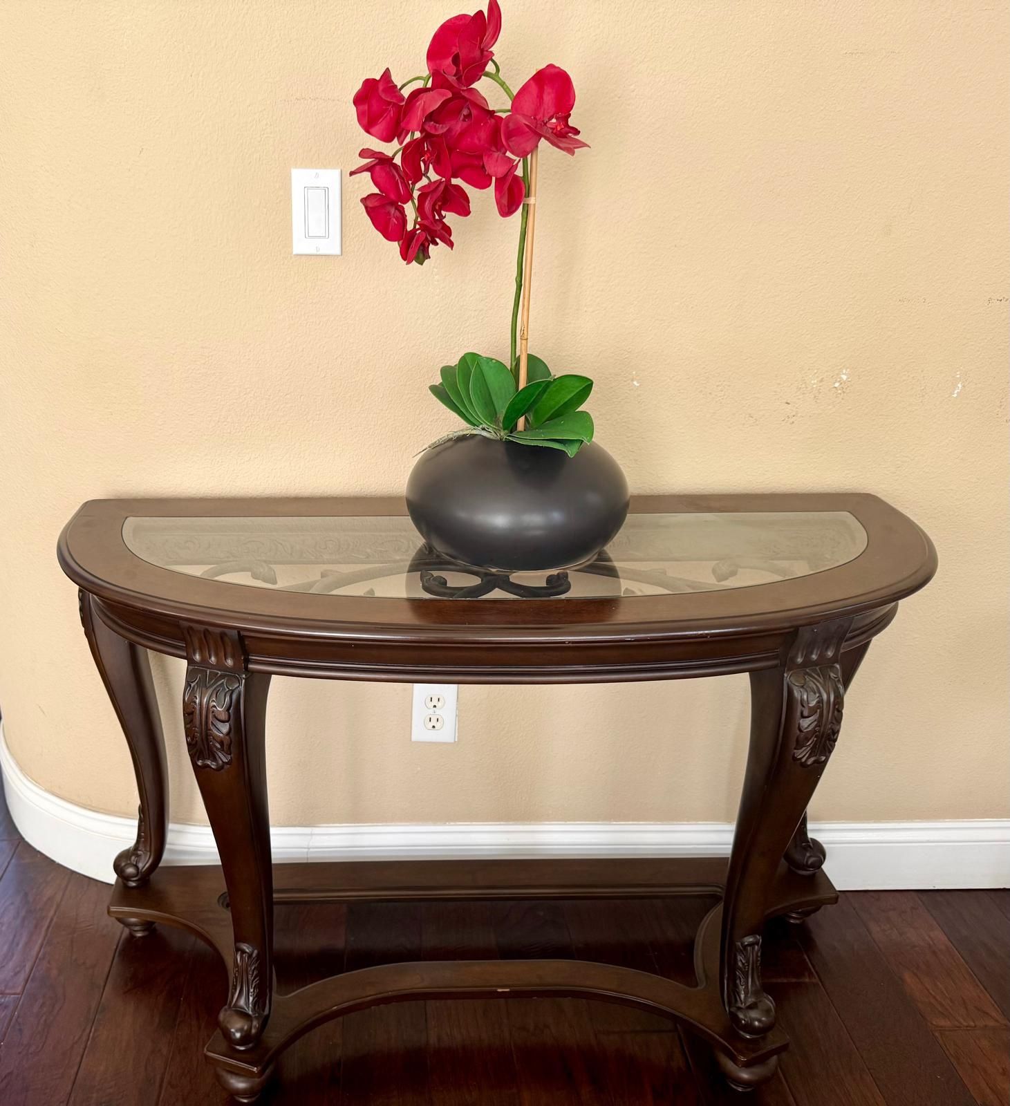 Glass Top Console Table