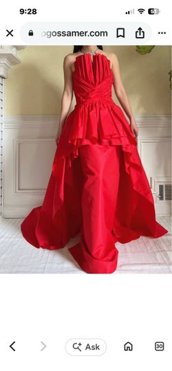 Victor Costa Pleated Bust Taffeta Gown