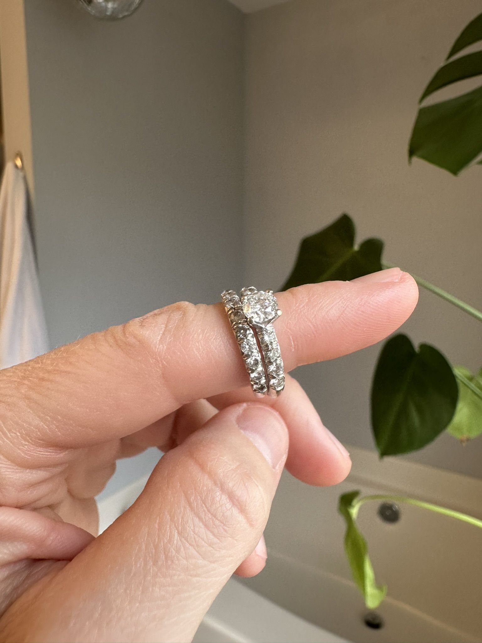 14k White Gold Wedding Set