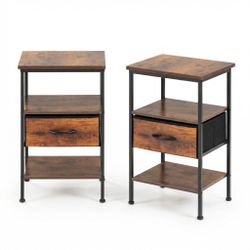 Homy Casa ANBY2 23" End Table Nightstand Storage Table with Drawer and Shelf Set of 2/4