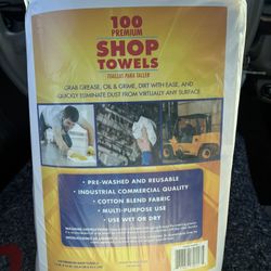 100 Pack 12x14, White Shop Towels 100% Cotton, Super Absorbent and Durable for Car, Reusable Shop Rags