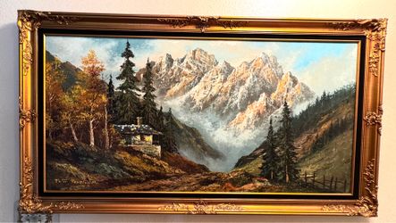 Peter Tenzler Jr. Mountain Landscape Oil Painting 30" height 54" width