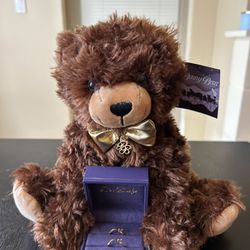 ⬆️ Ben Bridge 14K Gold Round Hoop Earrings w/ Jewelry Box & Teddy Bear